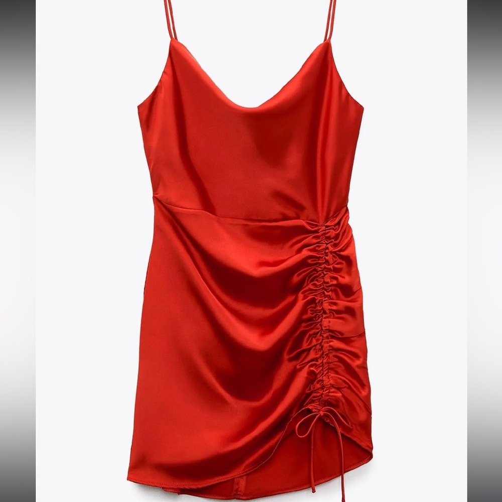 ZARA Draped Mini Dress in Red